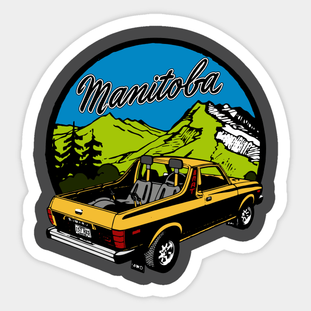 Vintage Manitoba Mountain Car Sticker by Kujo Vintage